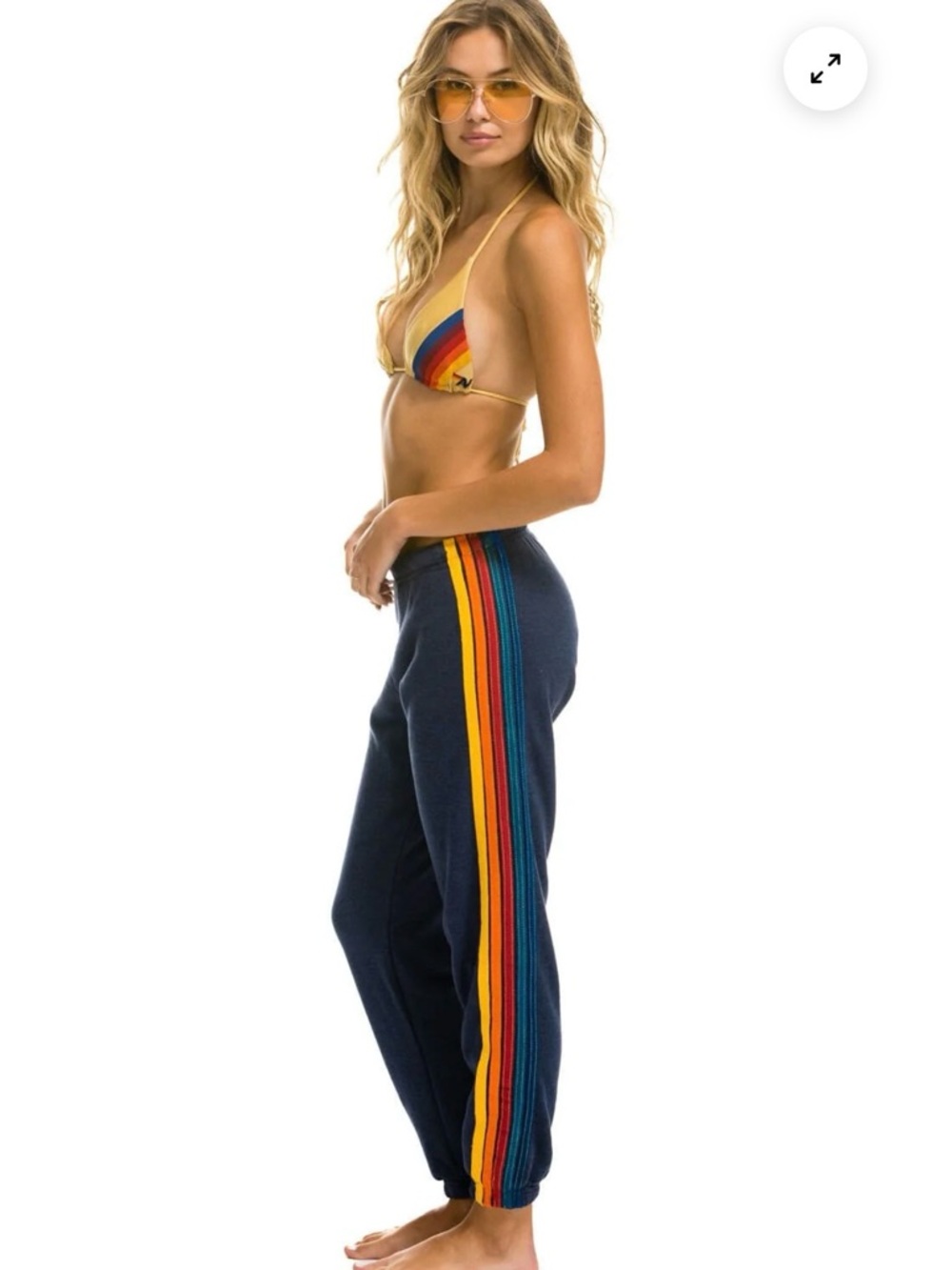 Aviator Nation 5 stripe navy sweatpants